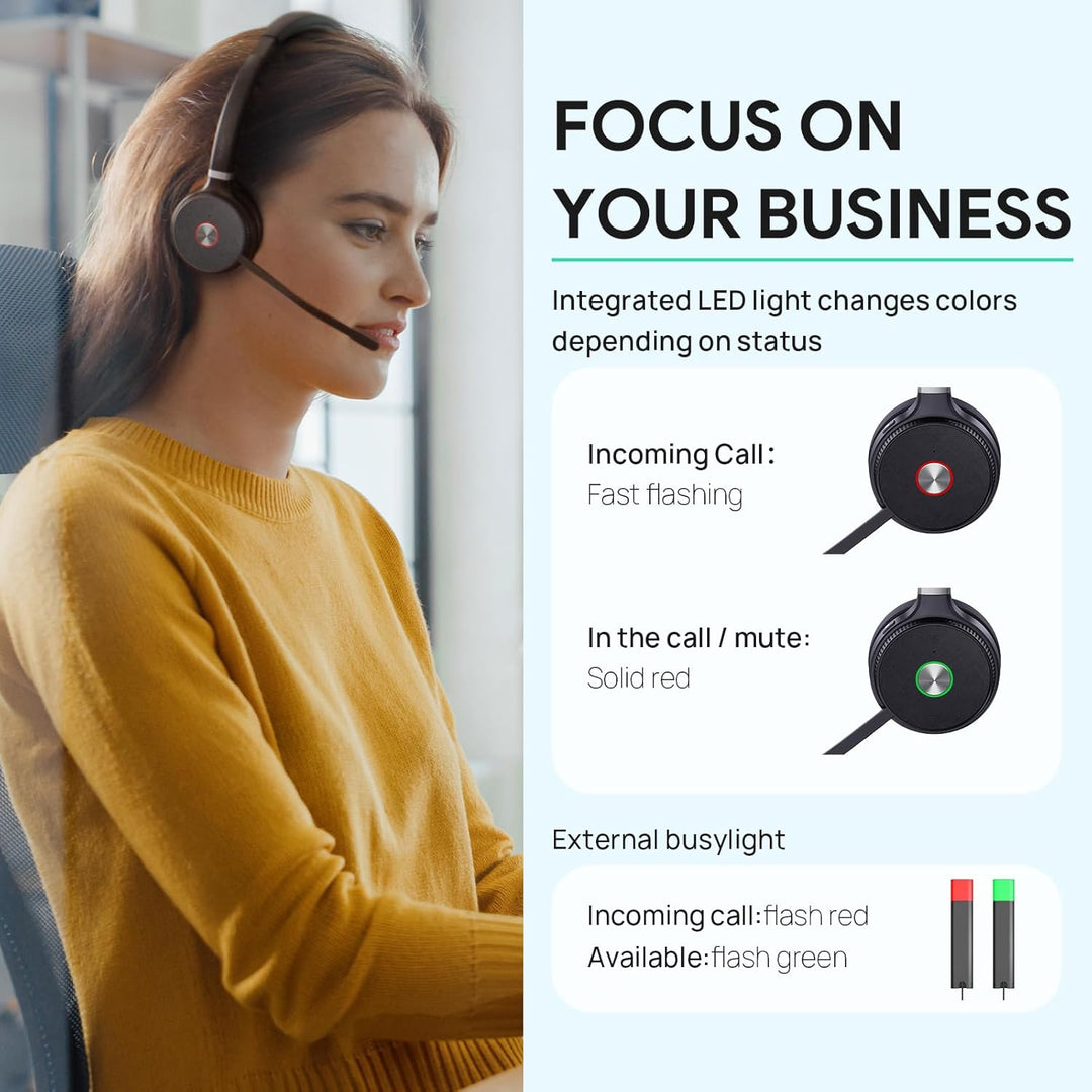 Yealink WH62 kabellos DECT Kopfhörer Teams Zertifiziert, Stereo Büro-Headset für Tischtelefon und Co