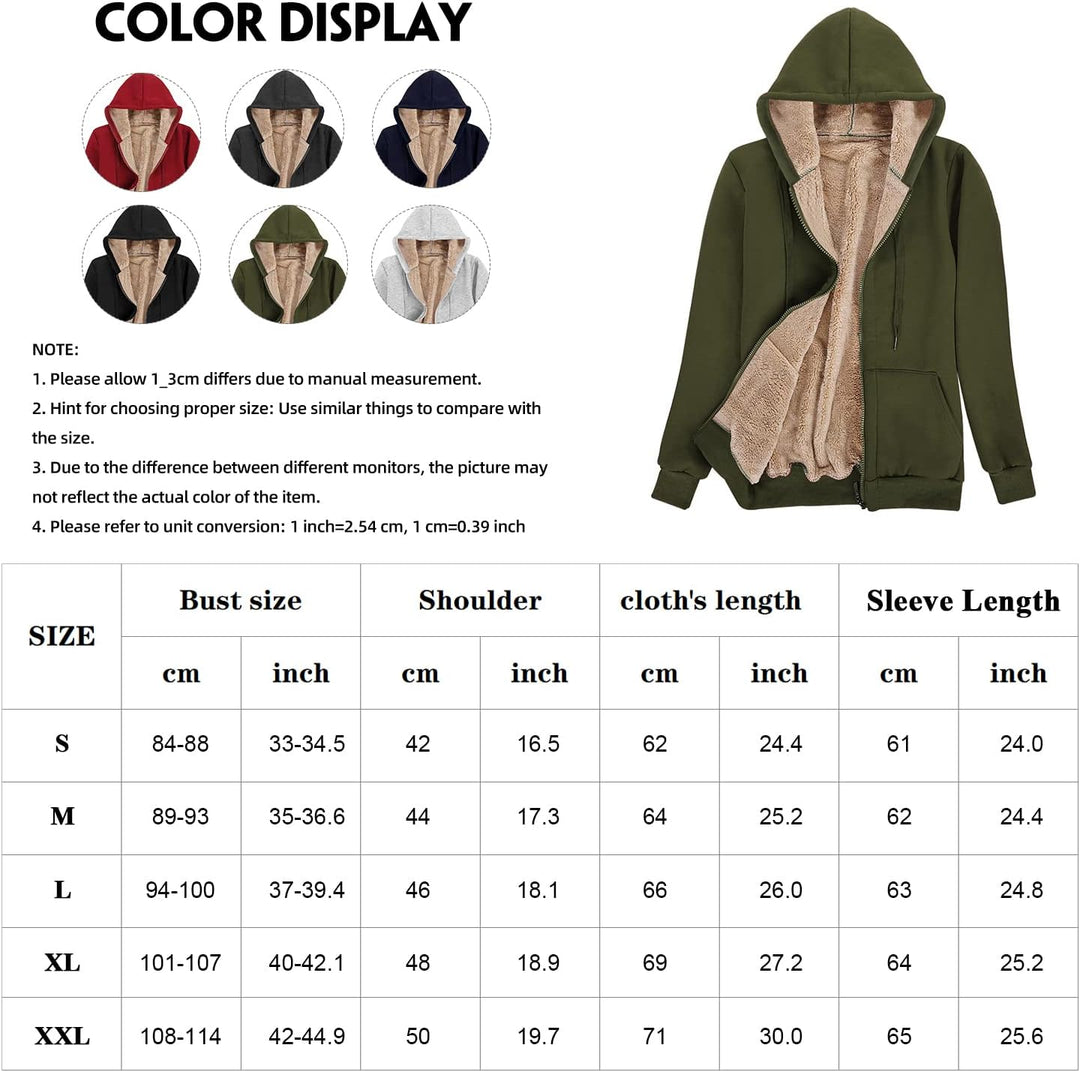 Niwicee Damen Kapuzenpullover mit Reissverschluss Winter Plus Fleecepullover Langarm Kapuzenjacke Sw