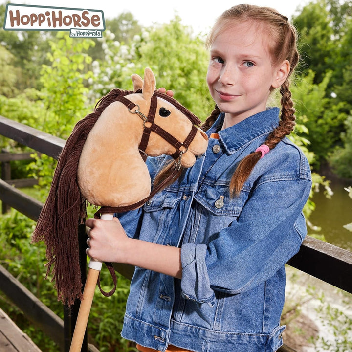 HOPPIHORSE Steckenpferd mit Trense - A4 - Hobby Horse mit Zügeln, Schultergurt, Schweif - hochwertig