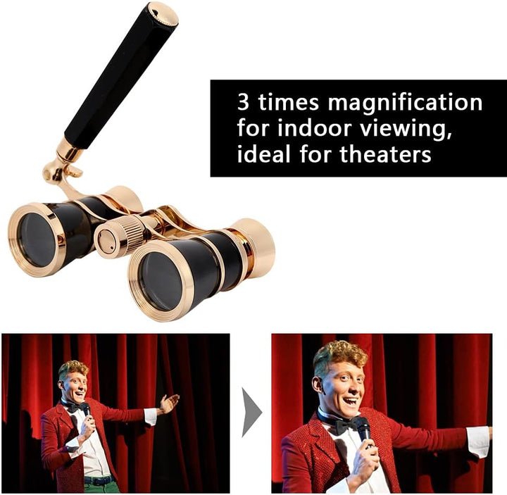 Fernglas, tragbares 3X25 Opera Theatre Binokular Teleskop für Frauen Mädchen Kinder(Schwarz)