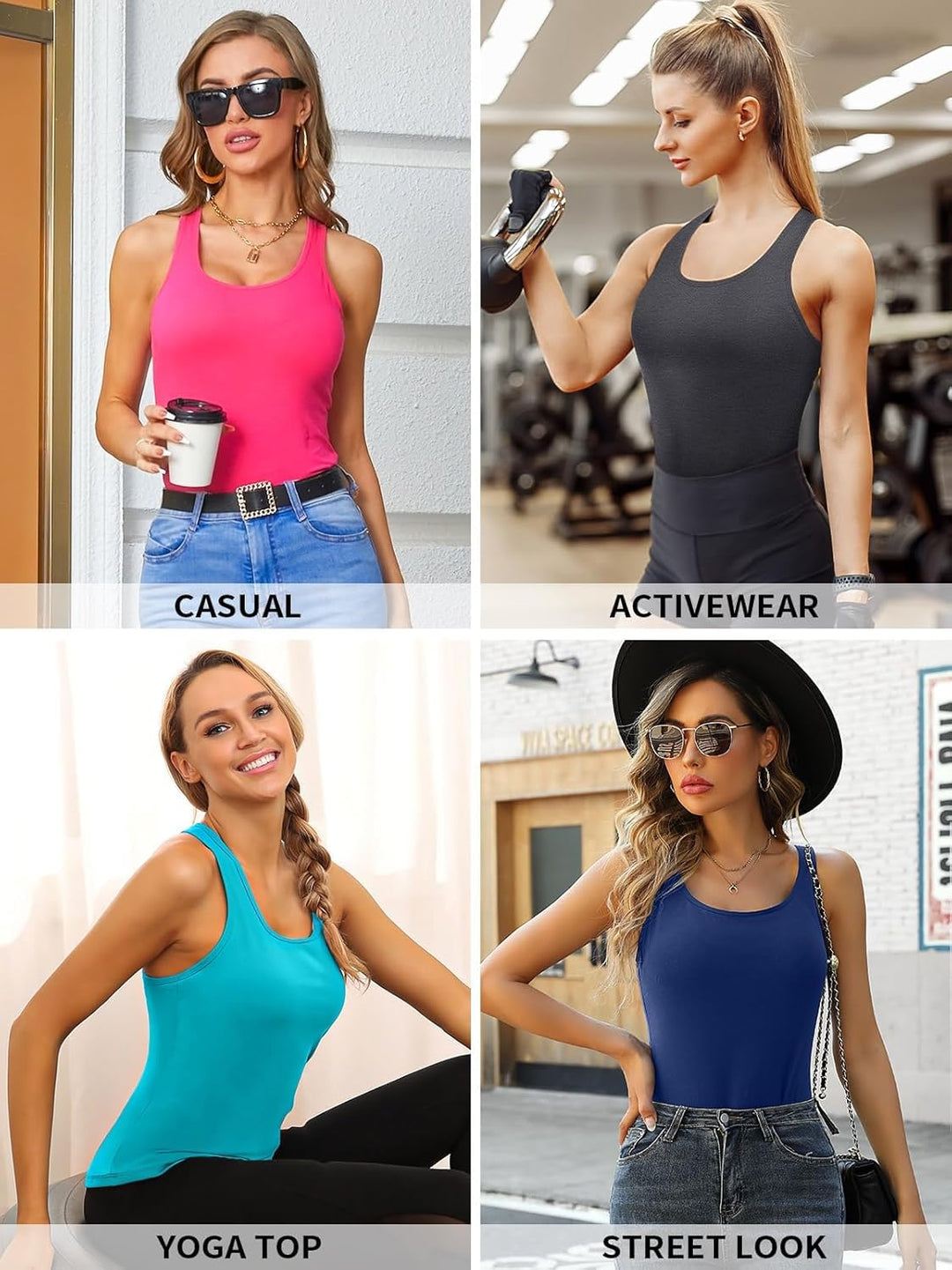 Charmo Unterhemd Damen BH-Hemd Basic Racerback Tank Tops mit Regal-BH Baumwoll Stretch eng Top Slim