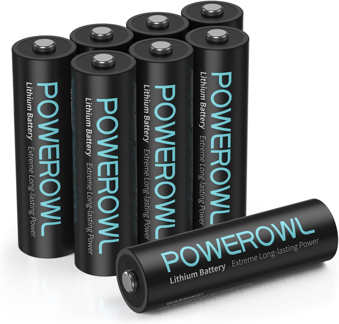POWEROWL AA Batterien 1,5 V Lithium Batterien AA 8 Stück für High-Tech Geräte Lithium AA Batterie ho