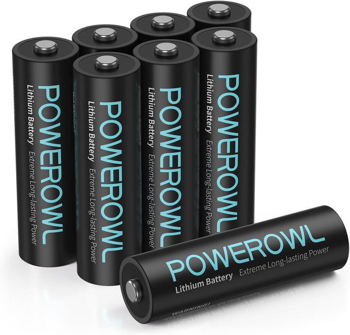 POWEROWL AA Batterien 1,5 V Lithium Batterien AA 8 Stück für High-Tech Geräte Lithium AA Batterie ho
