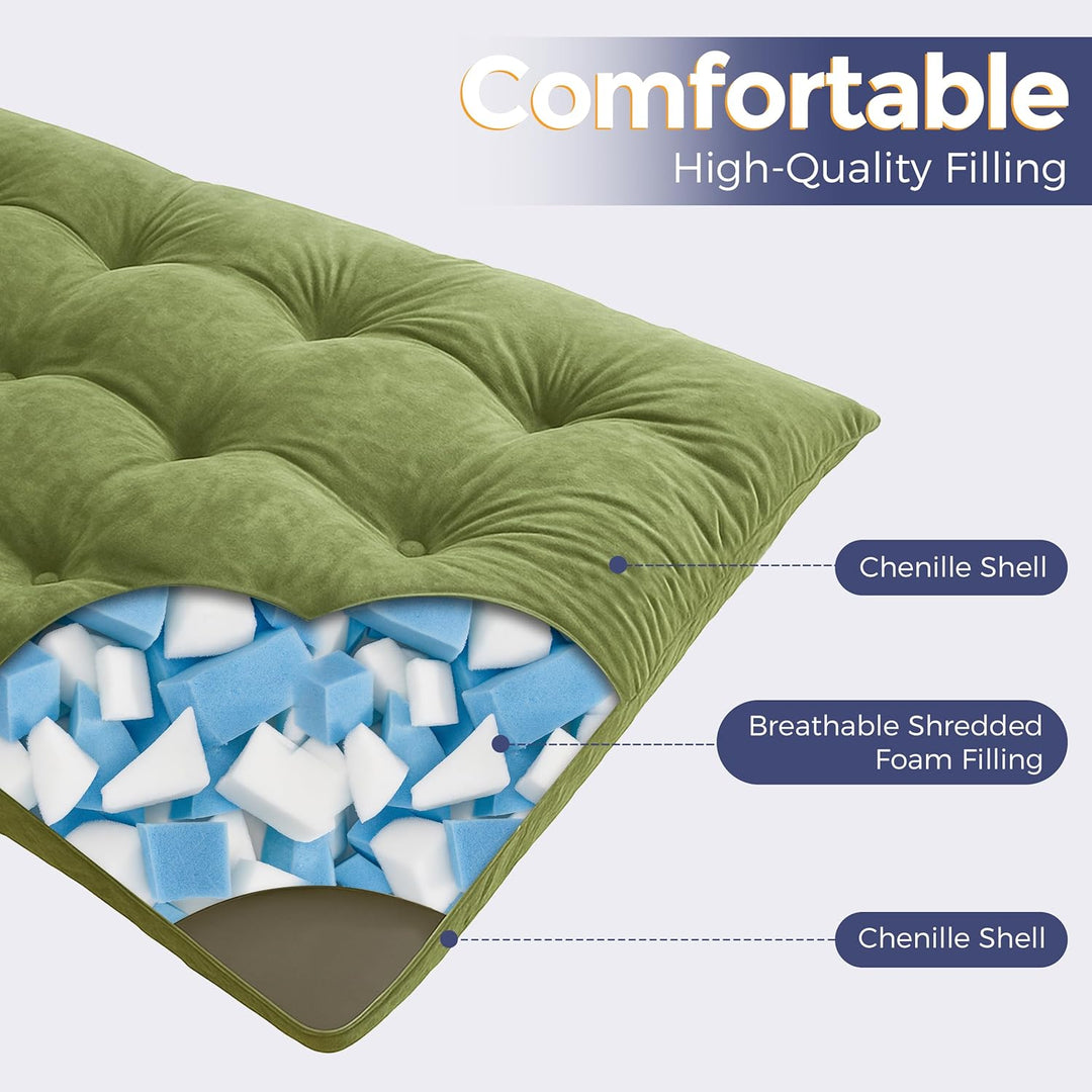 MAXYOYO Futon Matratze, Chenille-Stoff, 15cm Dick Bodenmatratze Verwendbar als Schlafsofa, Geknöpft