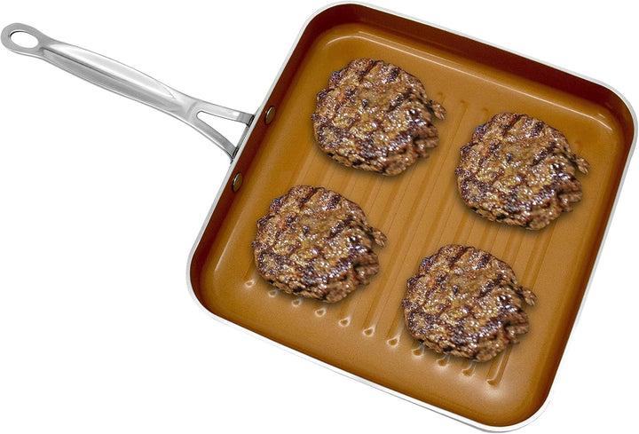 GOTHAM STEEL 1093 Gotham Stahl Antihaftbeschichtete Grill Pfanne mit Maurerkelle ti-cerama Oberfläch