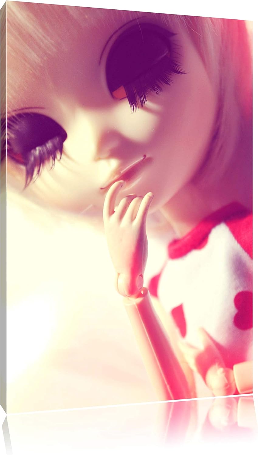 hübsches Pullip-Püppchen mit sehr langen Wimpern Leinwand, XXL riesige Bilder fertig gerahmt mit Kei