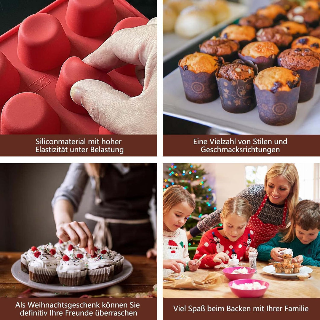 SILIVO Mini Muffinform Silikon für 24er - 2 Stück Mini Muffins Backform, Antihaft Klein Silikon Muff