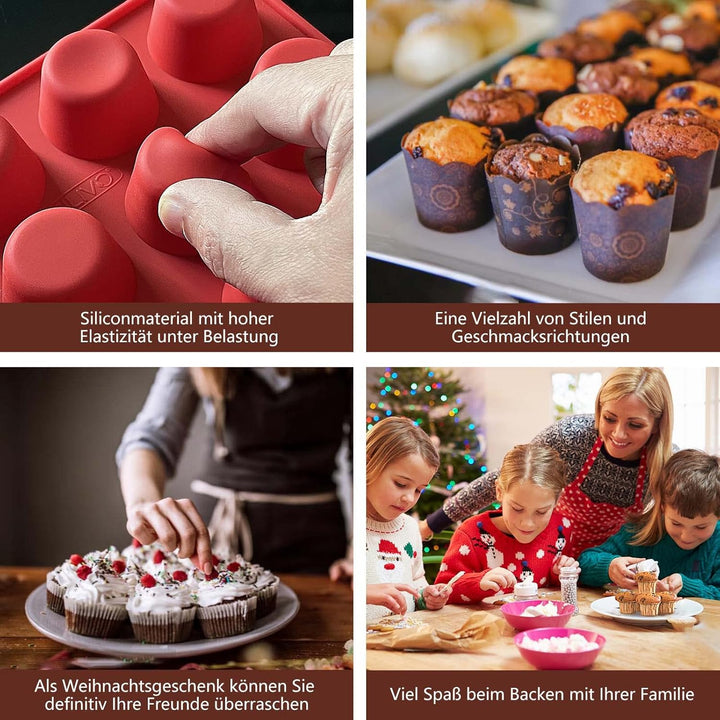 SILIVO Mini Muffinform Silikon für 24er - 2 Stück Mini Muffins Backform, Antihaft Klein Silikon Muff