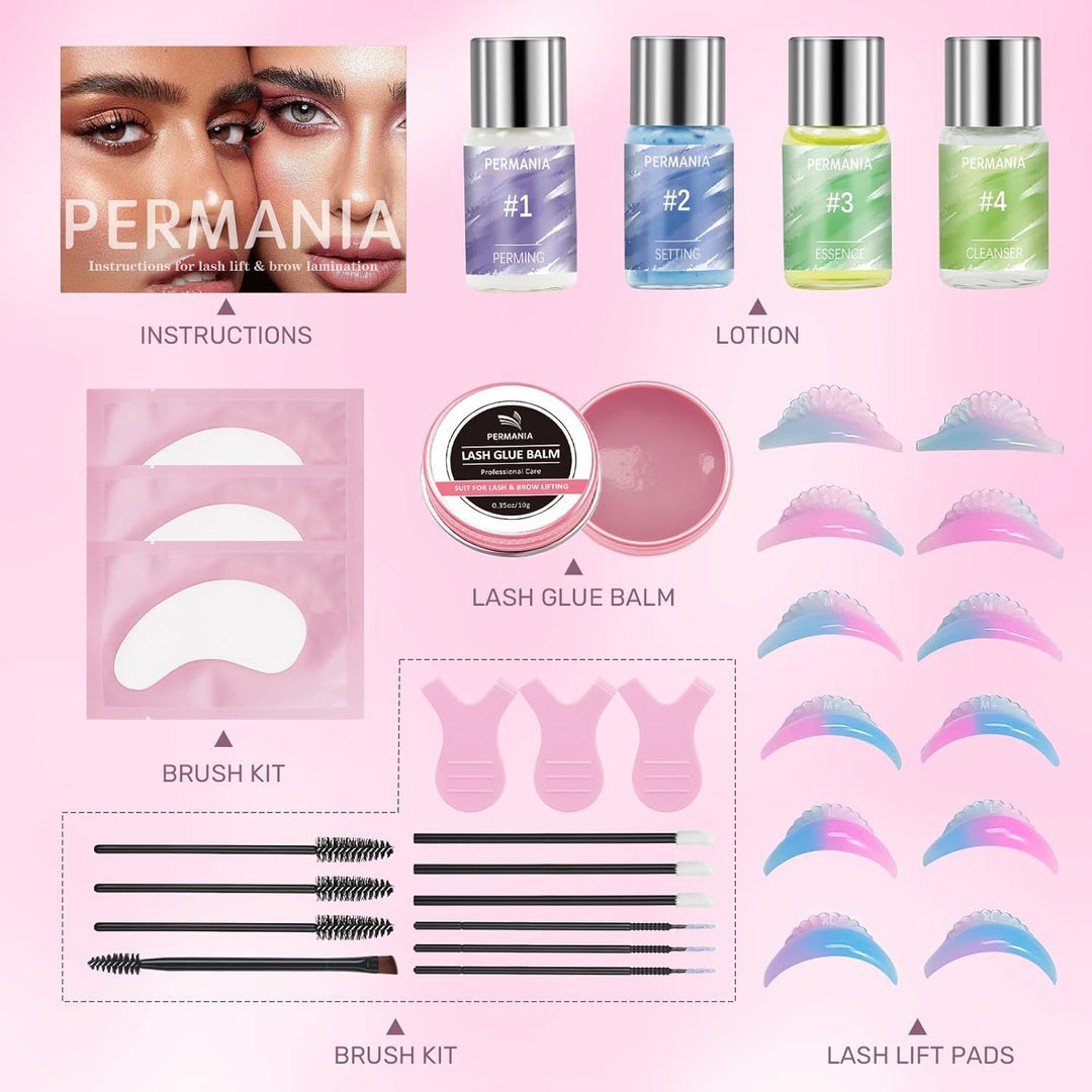 PERMANIA Wimpernlifting & Augenbrauen Lifting Set – Lash Lift Kit für Zuhause & Salon, DIY Lash Lift