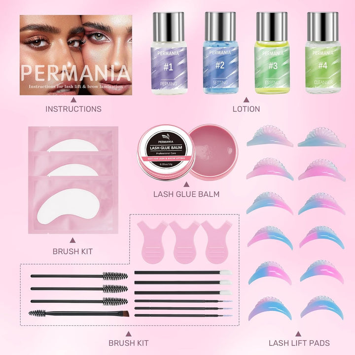 PERMANIA Wimpernlifting & Augenbrauen Lifting Set – Lash Lift Kit für Zuhause & Salon, DIY Lash Lift