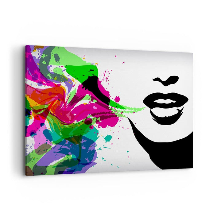 Bilder auf Leinwand 100x70cm Leinwandbild Frau Gesicht Lippen Make-up Gross Wanddeko Bild Schlafzimm