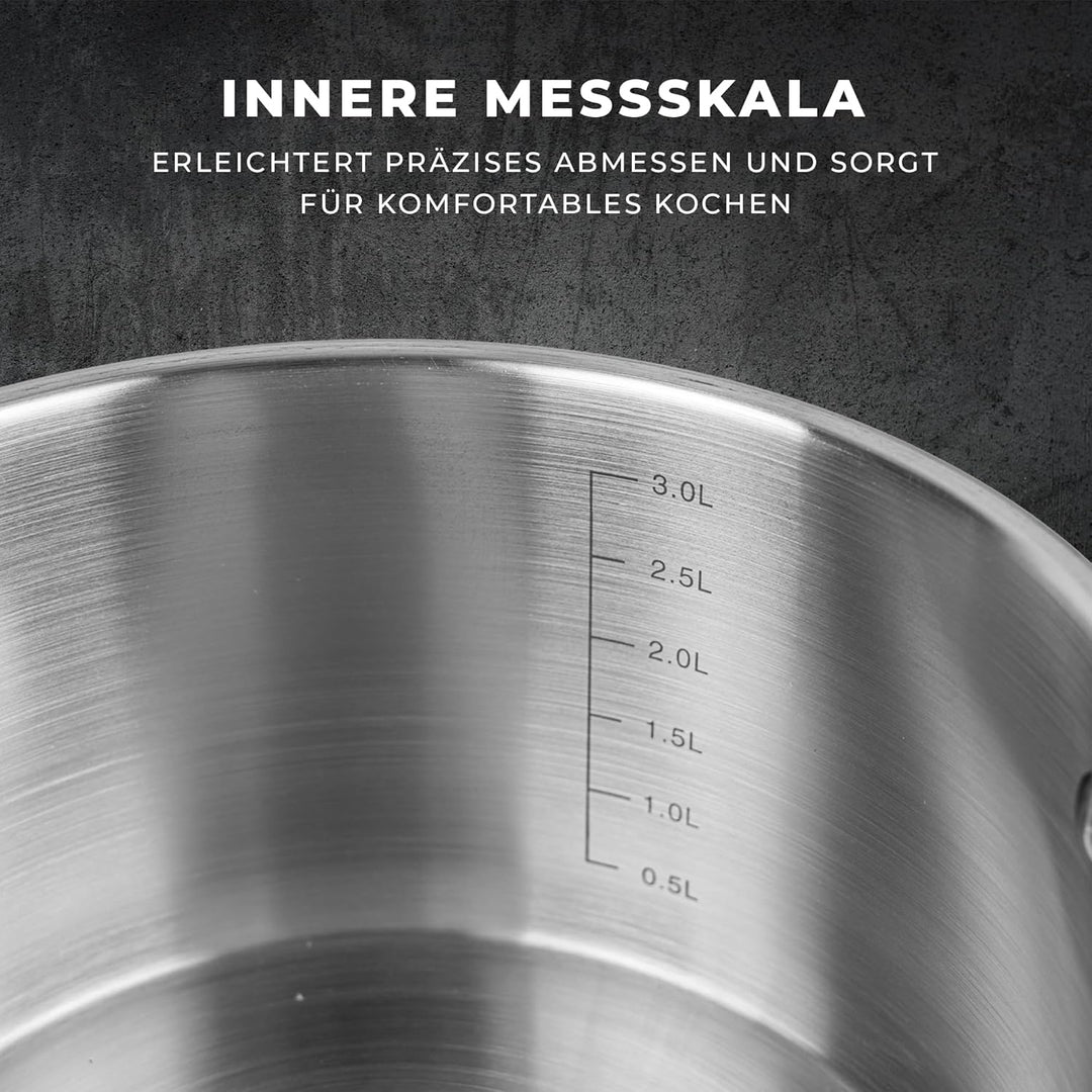 Edelstahl Kochtopf Induktion - 1.9L - Ø 16 cm - Topf für alle Herdarten Geeignet - 18/10 Edelstahlto