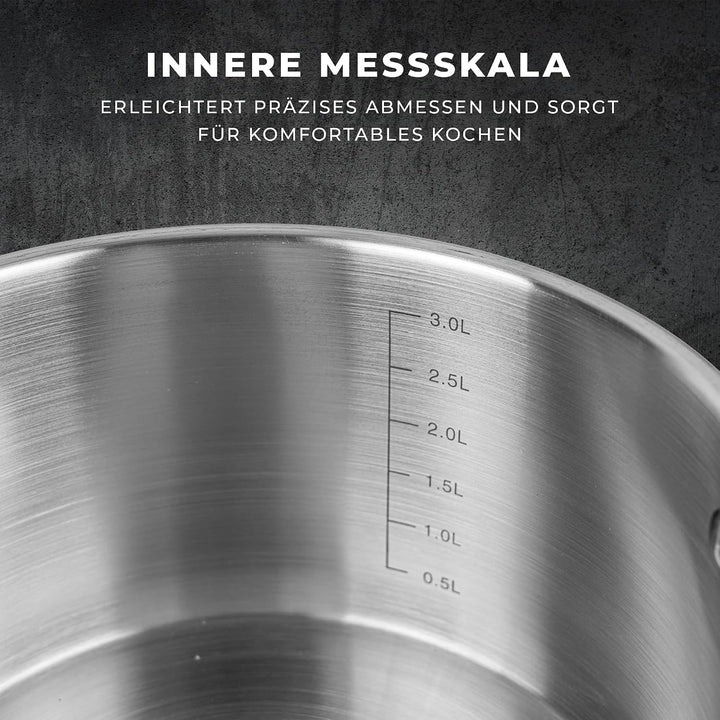KARL HAUSMANN 18/10 Edelstahl Kochtopf Induktion 7.6 L Ø 26 cm, 7.6 L