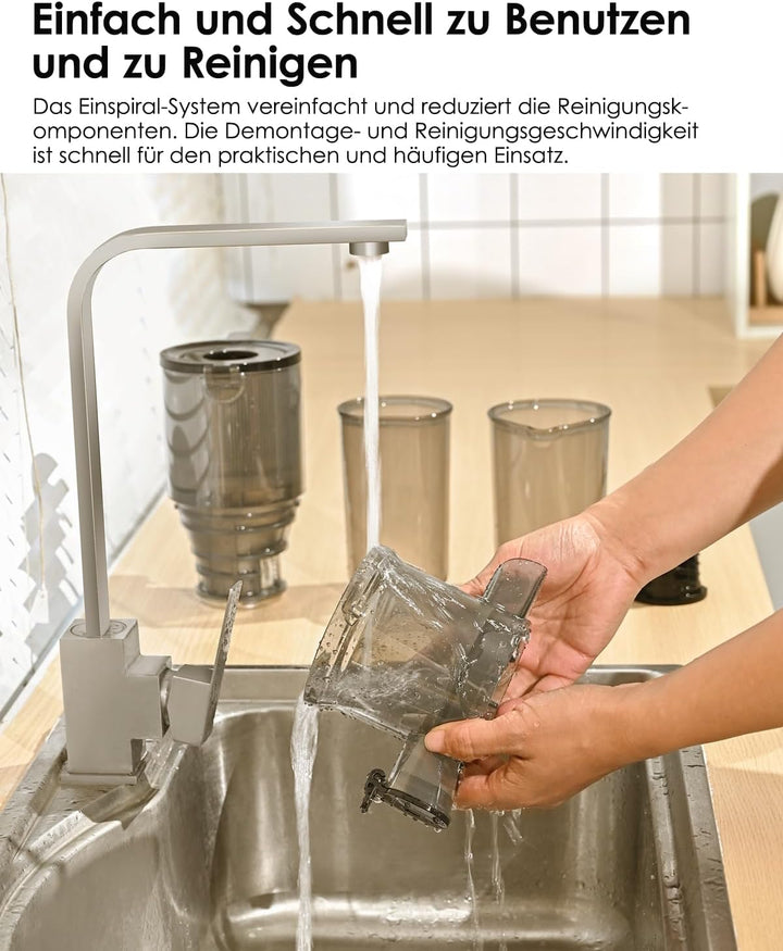 Fretta Entsafter,Slow Juicer mit 108MM Breite und Grössere Fütterungsröhre,Füllvolumen für ganze Gem