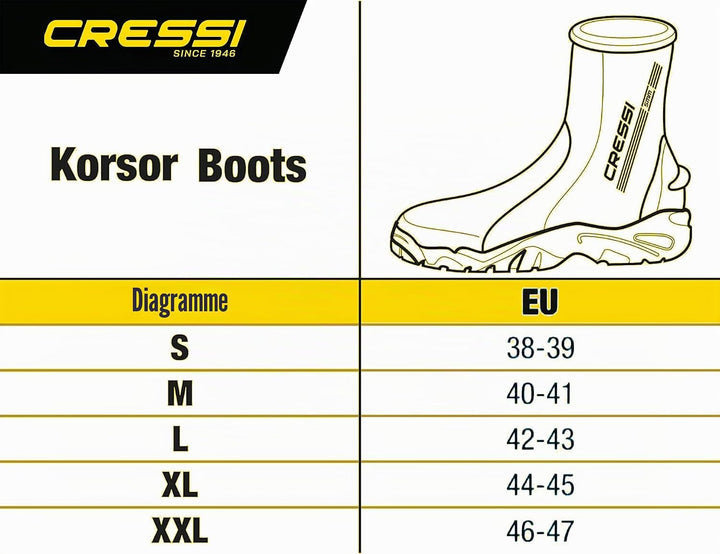 Cressi Korsor Semi Rigid Sole Boots - Tauchstiefel mit halbstarrer Sohle, Schwarz, Erhältlich 3_5_7