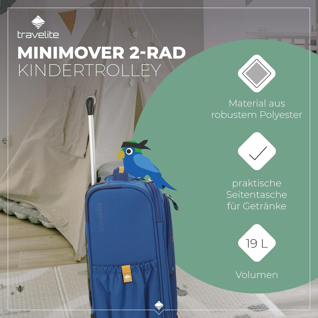 Travelite Kinderkoffer mit 2 Rollen für Mini-Weltentdecker, Handgepäck Kindertrolley MINIMOVER aus r