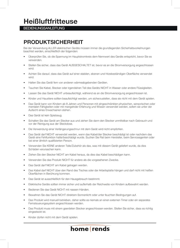 Home Trends® Mini-Heissluftfritteuse mit programmierbarer Temperaturregelung 1400 Watt 30 Minuten Ti