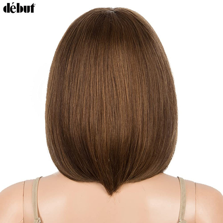 DÉBUT Echthaar Perücke mit Pony kurz Perücke Bob Pixie 10A brasilianisches Virgin Remy Hair 25 cm 10