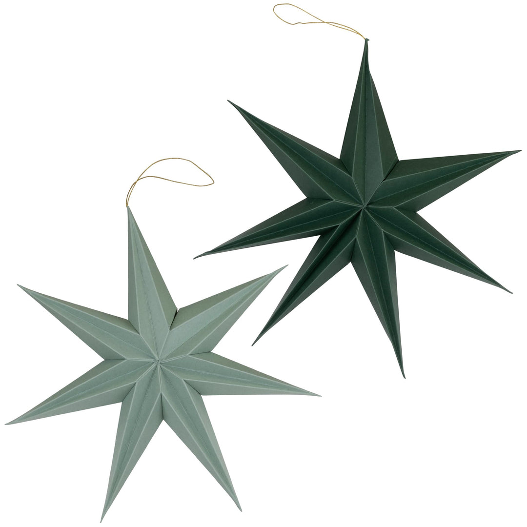 matches21 HOME & HOBBY Weihnachtsdeko Sterne zum Aufhängen Grüntöne 2er Set - 20 cm Papier Weihnacht