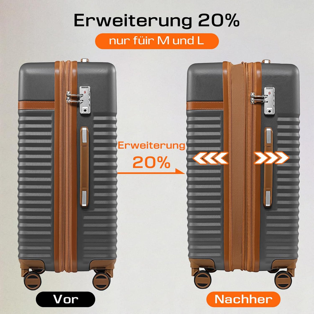 Joyway Koffer Trolleys Handgepäck Koffer, Hartschalen Reisekoffer mit 4 Rollen und TSA Schloss, Erwe