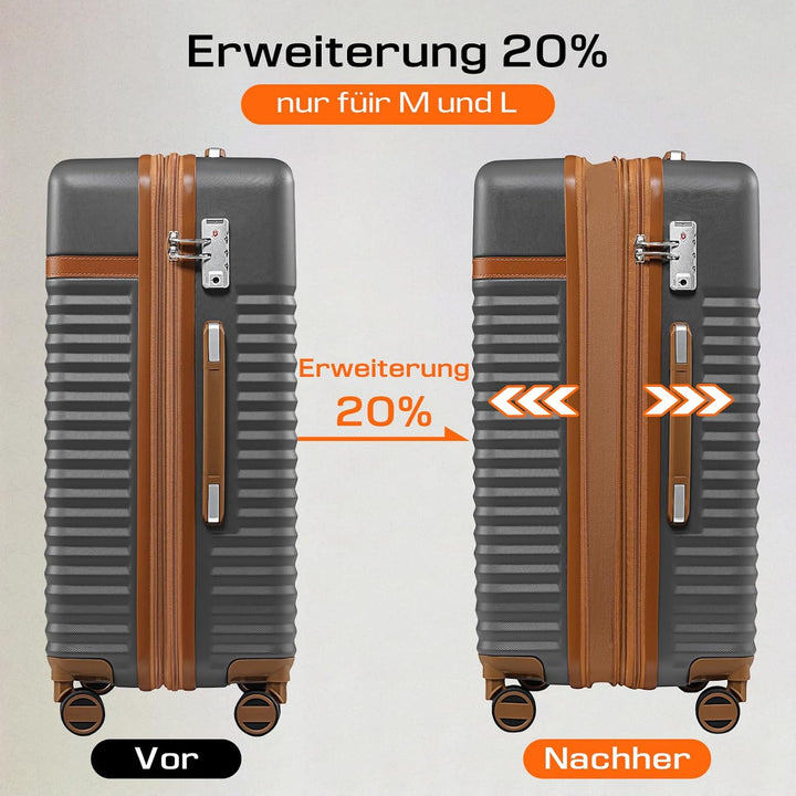 Joyway Koffer Trolleys Handgepäck Koffer, Hartschalen Reisekoffer mit 4 Rollen und TSA Schloss, Erwe