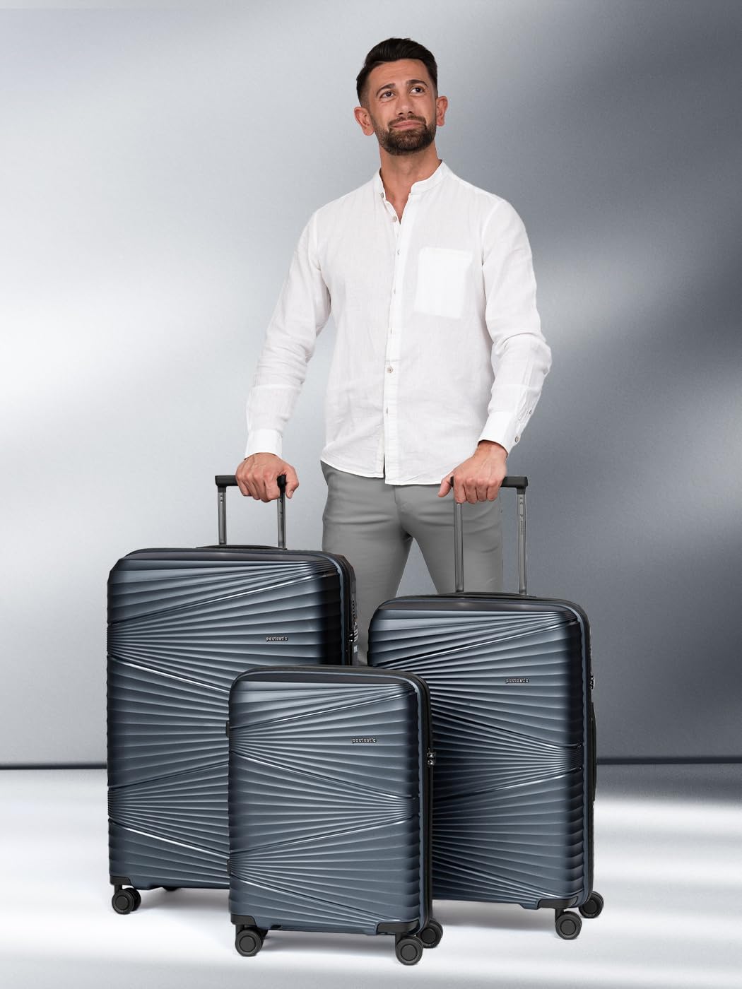 Pactastic Collection 02 Ultra leicht Hartschalen Koffer-Set 3-teilig | Robustes Polypropylen Materia