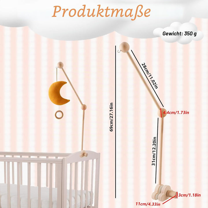 Mobile Halterung Holz für Wickeltisch, Mobile Halterung Holz für Babybett, Mobile Baby Halterung Dre