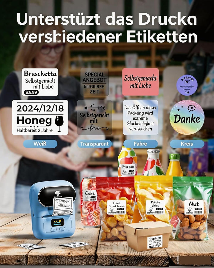 Phomemo M110 Bluetooth Etikettendrucker Barcode Etikettendrucker beschriftungsgerät Selbstklebend La