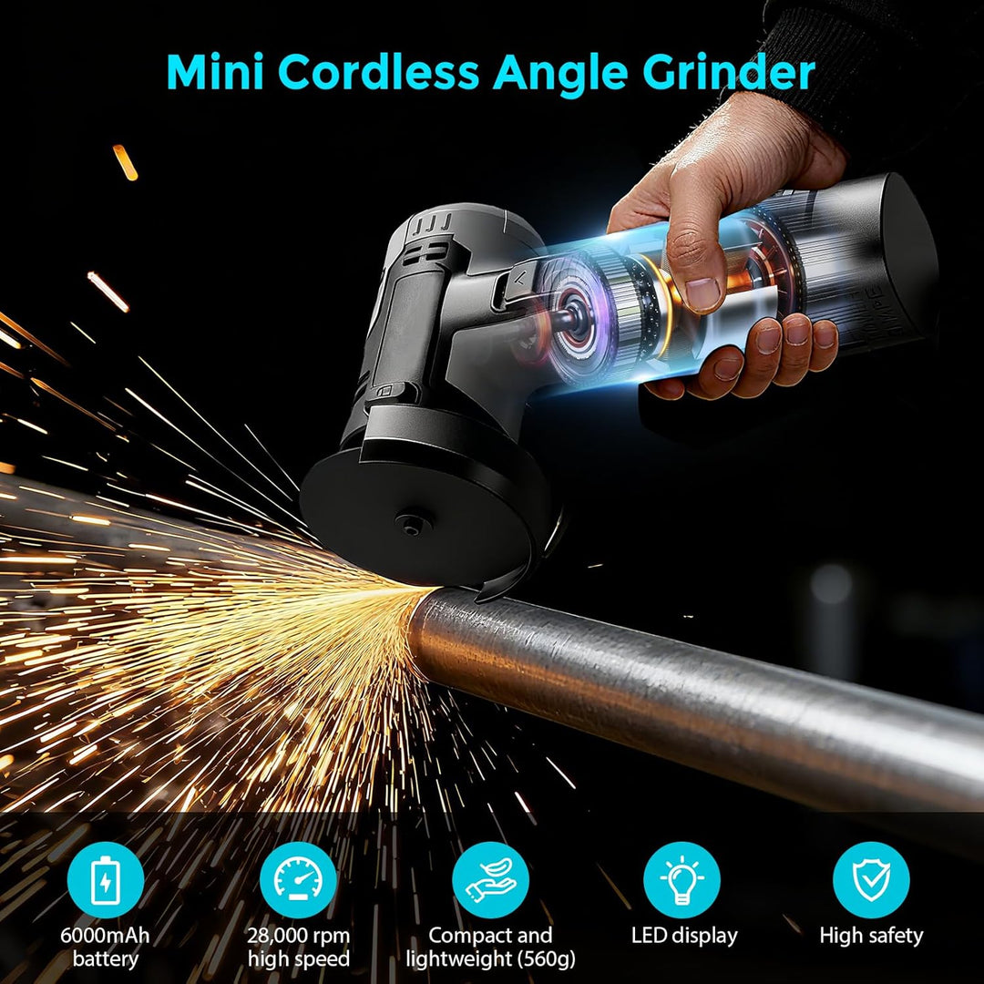 Akku Winkelschleifer, Mini Winkelschleifer Akku(76mm) Und Led-Digitalanzeige Der Leistung,16.8v Wink