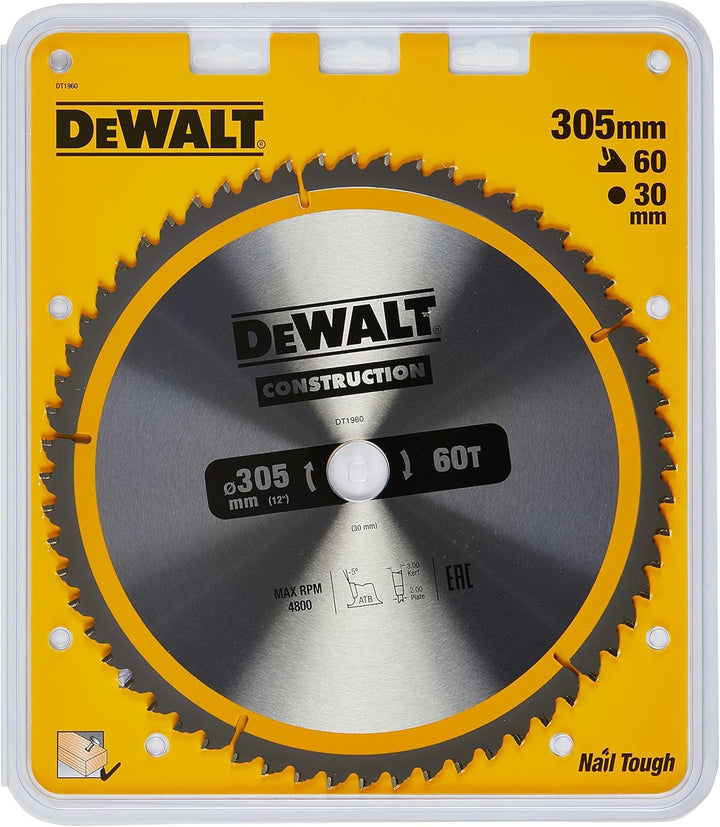 Dewalt Construction Bau-Kreissägeblatt DT1960 (für Verwendung in Stationärsägen, ø: 305 mm Bohrung: