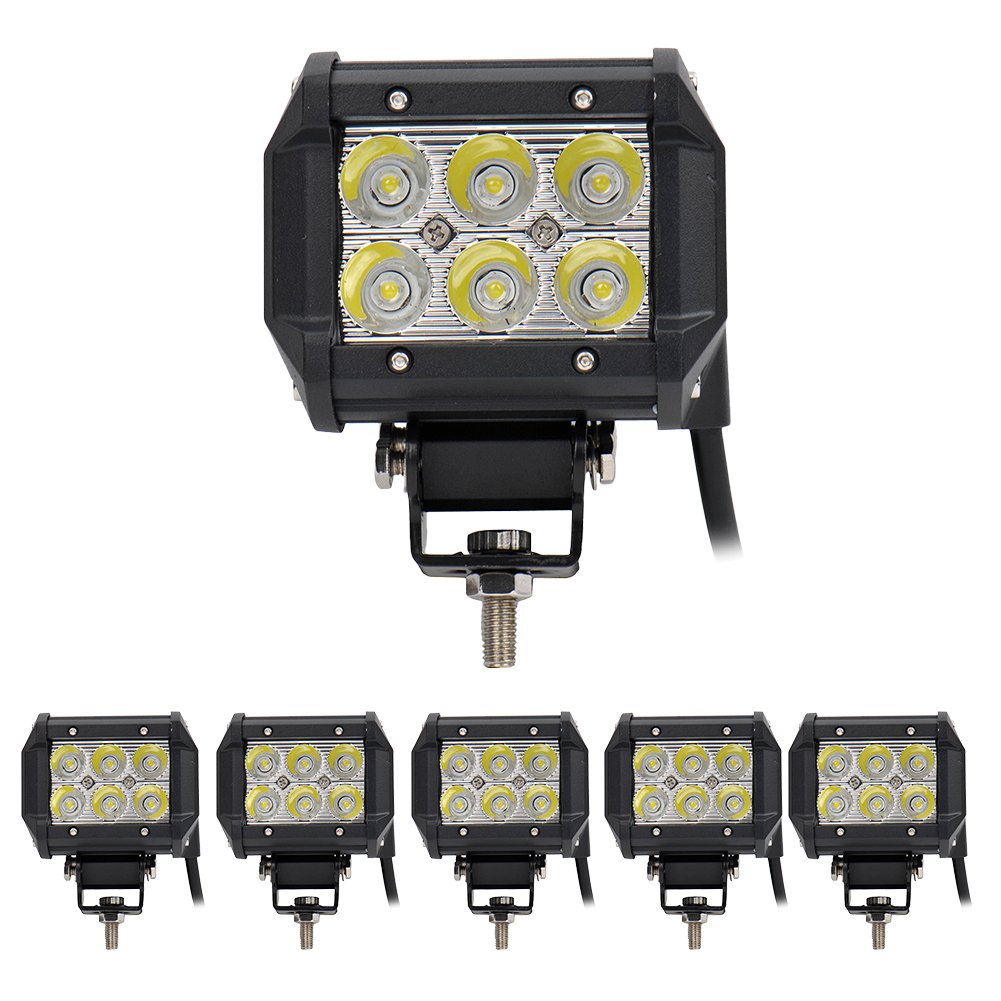 Greenmigo 6X 18W LED Arbeitsscheinwerfer Offroad Lampe Flood Scheinwerfer LED Arbeitslicht Light Bar