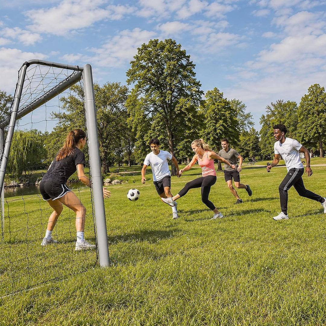 Relaxdays Fussballtor, ohne oder mit Torwand, PE-Netz &amp; Stahl, mit Erdhaken, Garten, grosses Spielto