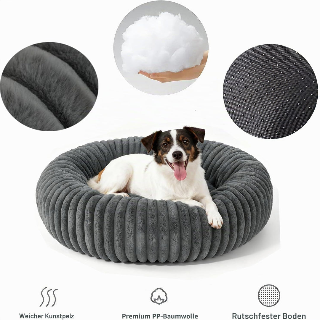 Flauschig Haustierbett Waschbar Hundebett Katzenbett Rund Donut Hundekorb Indoor Katzenkissen Katzen