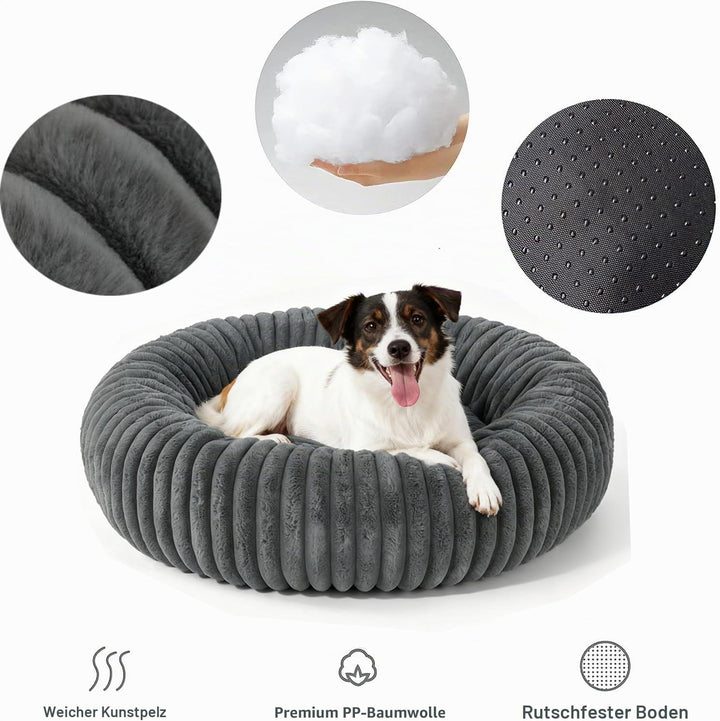 Flauschig Haustierbett Waschbar Hundebett Katzenbett Rund Donut Hundekorb Indoor Katzenkissen Katzen