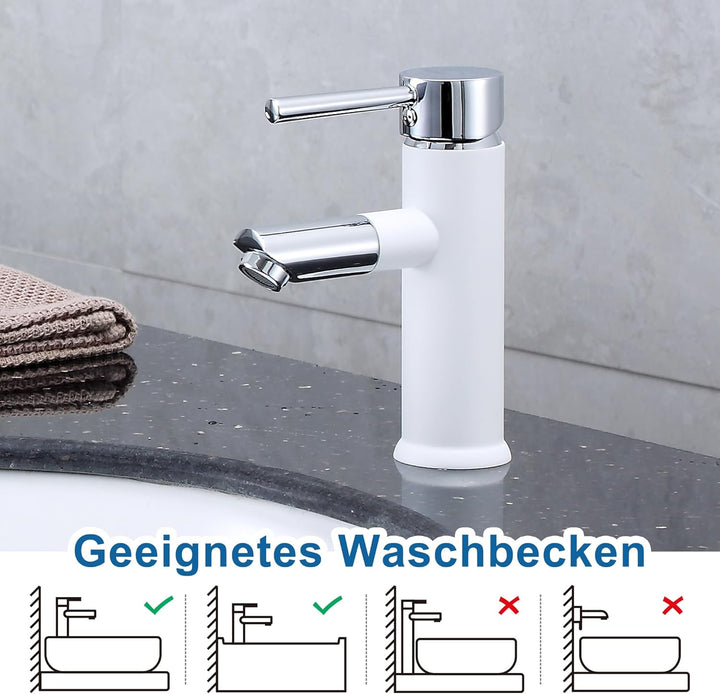 Florenta Wasserhahn Bad Messing Einhebel-Waschtischarmatur mit 50cm Anschluss, Chrom Einhandmischer