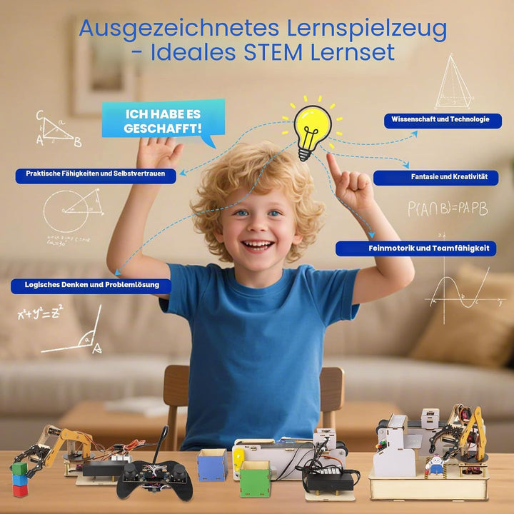 IoT STEM Kit for Kids，Smart Factory Starter Kit for Arduino ESP32，3D Wooden Puzzles DIY Model Scienc