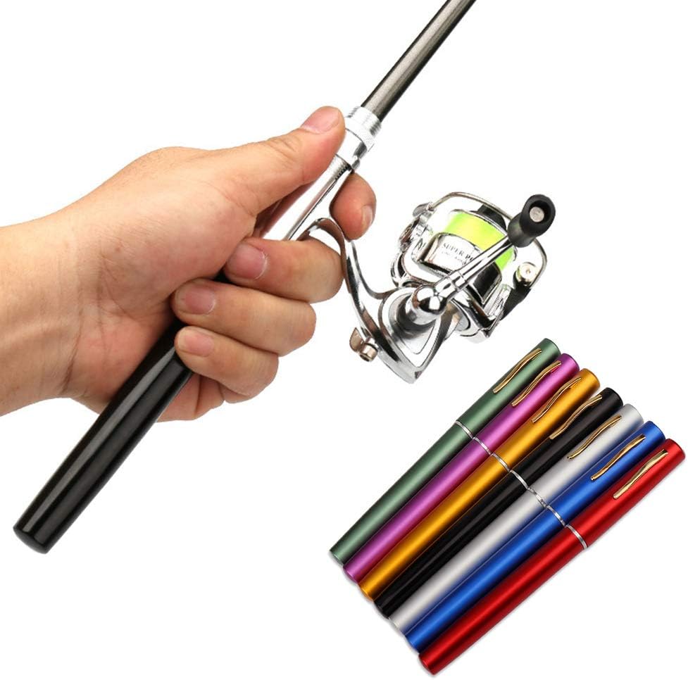 Lixada Mini Angelausrüstung mit Rolle, 1M/1.4M/1.6M faltbarer Angelrute Combo - Taschenstift-Kit in