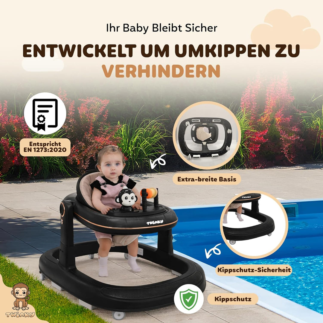 Twinky Lauflernhilfe mit Spielset und Bodenmatte | Robuste Laufhilfe mit 4 verstellbaren Positionen