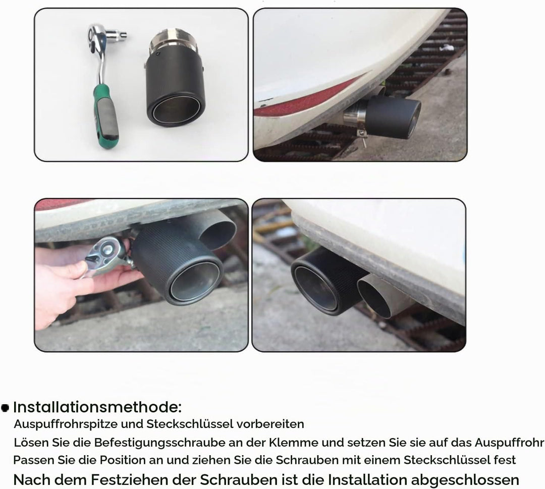 Hlyjoon Auto Auspuff Endrohr Einlass 63mm Auslass 101mm Auto Modifikation Zubehör Ersatzteile Fit fü