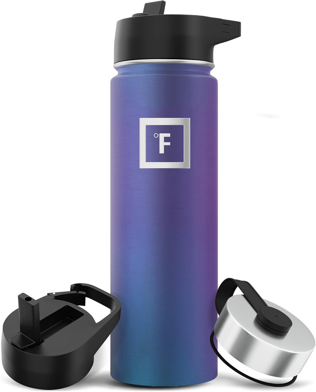 Iron Flask Sport-Wasserflasche – 625 ml, 3 Deckel (Strohdeckel), auslaufsicher, vakuumisolierter Ede