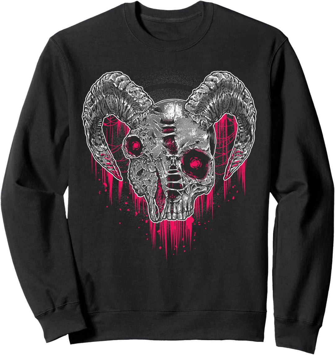 Goth Ziege Schädel Böse Satan Sweatshirt