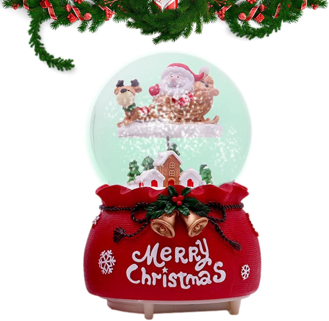 Aizuoni Weihnachtsschneekugel,Weihnachtsmann-Weihnachtsbaum-beweglicher Zug-Schneekugel - Farbwechse