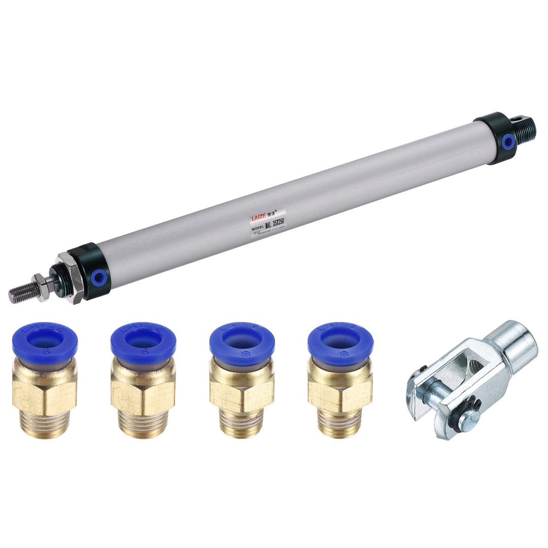 sourcing map Pneumatikzylinder MAL25X250 25mm 250mm mit Y Stecker 4Stk Schnellmontage Set