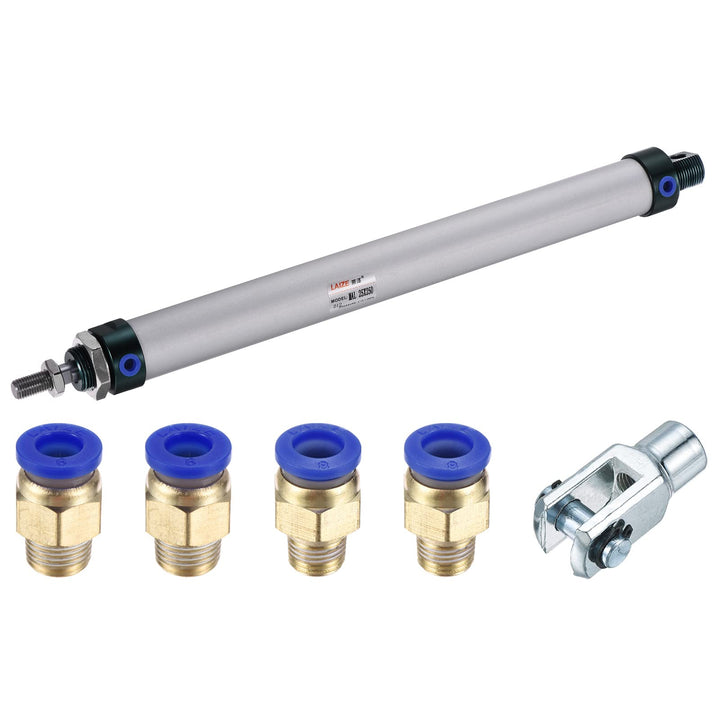 sourcing map Pneumatikzylinder MAL25X250 25mm 250mm mit Y Stecker 4Stk Schnellmontage Set