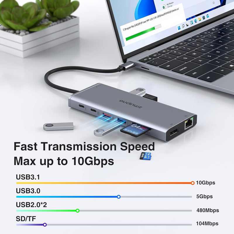 USB C Docking Station Dual HDMI,Triple Display USB C Hub,14 in 1 Laptop 10Gbps Dockingstation mit 2*