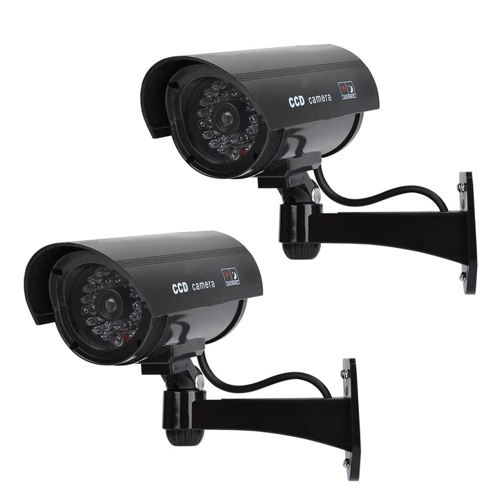 DODUOS 2 Stück Kamera Atrappe Aussen mit LED-Licht, Fake Kamera, Überwachungskamera Attrappe, Dummy