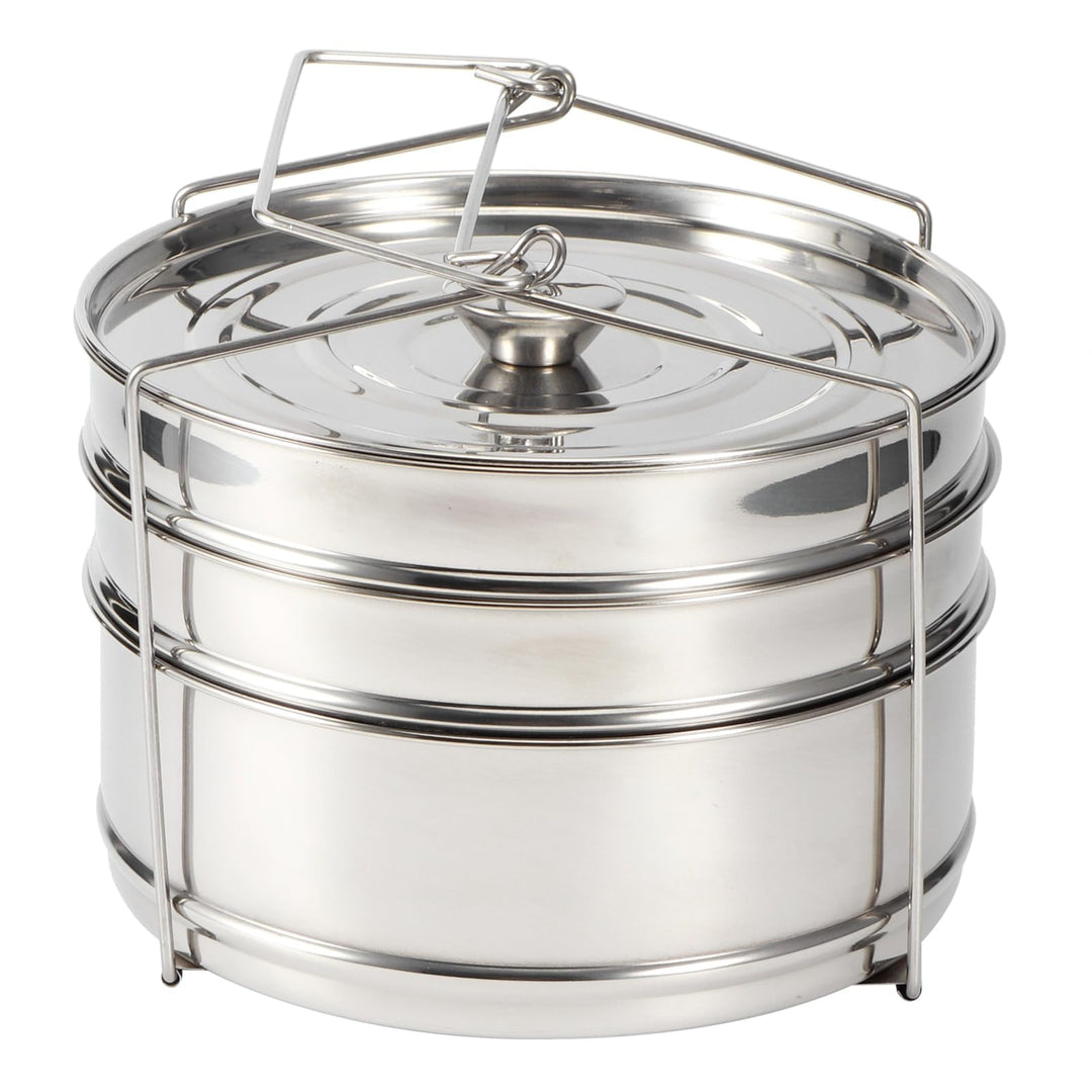 Stapelbares Edelstahl Dampfgarer Set, 20 cm Dämpfgeschirr mit Deckel Stapelbarer Dampftopf Kochgesch