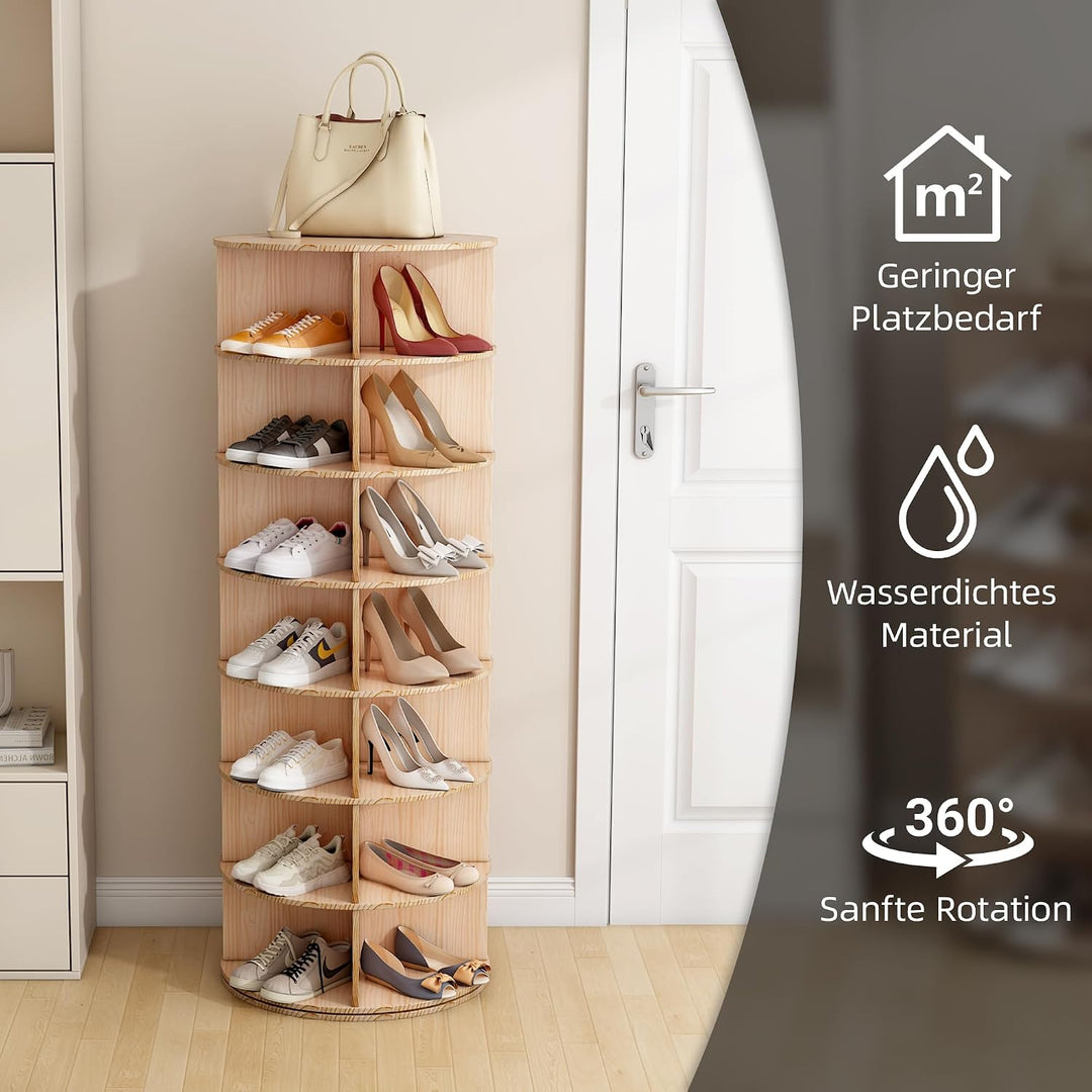 Drehbarer Schuhschrank mit 7 Ebenen, 360° Schuhschrank mit Rundregalen, Karussell für Hüte und Handt
