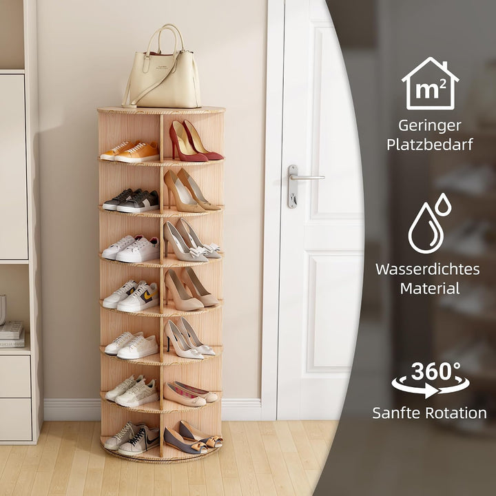 Drehbarer Schuhschrank mit 7 Ebenen, 360° Schuhschrank mit Rundregalen, Karussell für Hüte und Handt