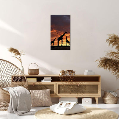 Bilder auf Leinwand Giraffe Afrika Sonne Safari Leinwandbild mit Rahmen 45x80cm Wandbilder Dekoratio